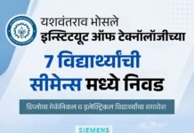 भोसले इन्स्टिट्यूट ऑफ टेक्नॉलॉजीच्या ७ विद्यार्थ्यांची सीमेन्समध्ये निवड..